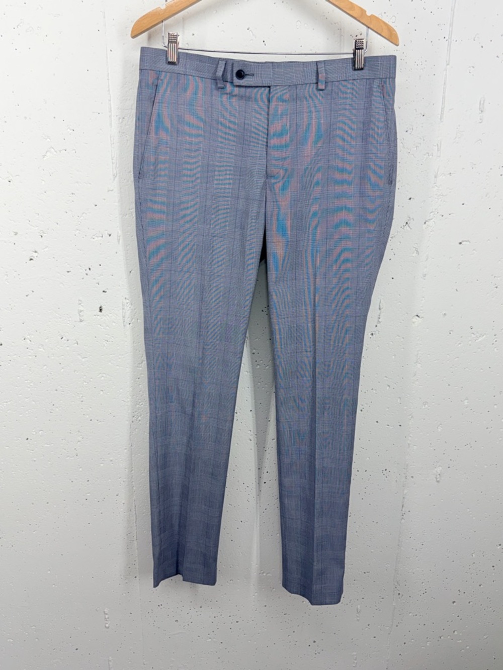Ben Sherman Men’s Size 33 x 31.7” Navy Blue Micro Houndstooth Pants Trousers